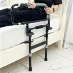 قضبان سرير قابلة للتعديل للبالغين وكبار السن - حامل سرير قابل للطي للسلامة - مصنوع من الصلب المتين، قابل للتوسيع وتعديل الارتفاع لدعم غرفة النوم