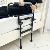 قضبان سرير قابلة للتعديل للبالغين وكبار السن - حامل سرير قابل للطي للسلامة - مصنوع من الصلب المتين، قابل للتوسيع وتعديل الارتفاع لدعم غرفة النوم