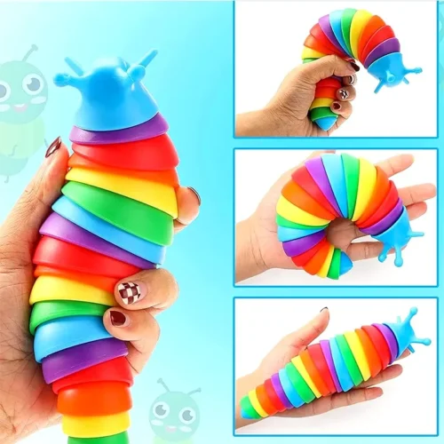 ⁦3D Slug Fidget Toy Colorful Slug Snail Toy Articulated Flexible All Ages Relief Anti-Anxiety Sensory Toys for Children - AliExpress⁩ - الصورة ⁦1⁩