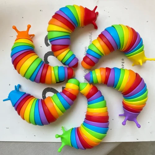 ⁦3D Slug Fidget Toy Colorful Slug Snail Toy Articulated Flexible All Ages Relief Anti-Anxiety Sensory Toys for Children - AliExpress⁩ - الصورة ⁦5⁩