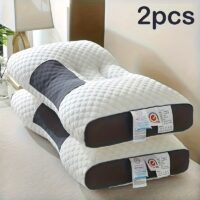 2 oreillers de cou à l'ergonomie réglable - Housse souple, design moderne à fermeture éclair, rembourrage en fibre de polyester de haute qualité, lavable en machine pour un confort de sommeil, idéal pour la décoration de la maison et de la chambre, accessoires de confort pour la chambre | Design moderne d'oreiller | Housse en tissu, oreillers pour lit